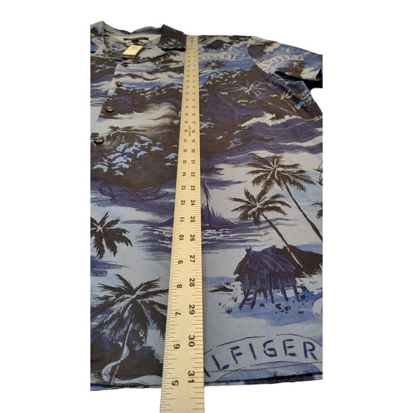 Tommy Hilfiger Mens XXL Blue Palm Tree Print Short Sleeve Button Up Shirt - Picture 3 of 8
